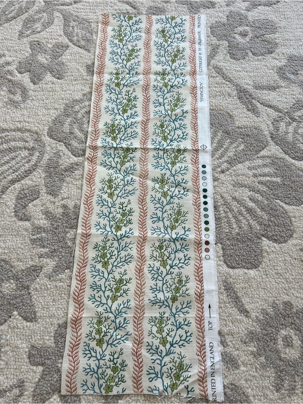 G P & J Baker Symington Teal/Red Designer fabric remnant piece